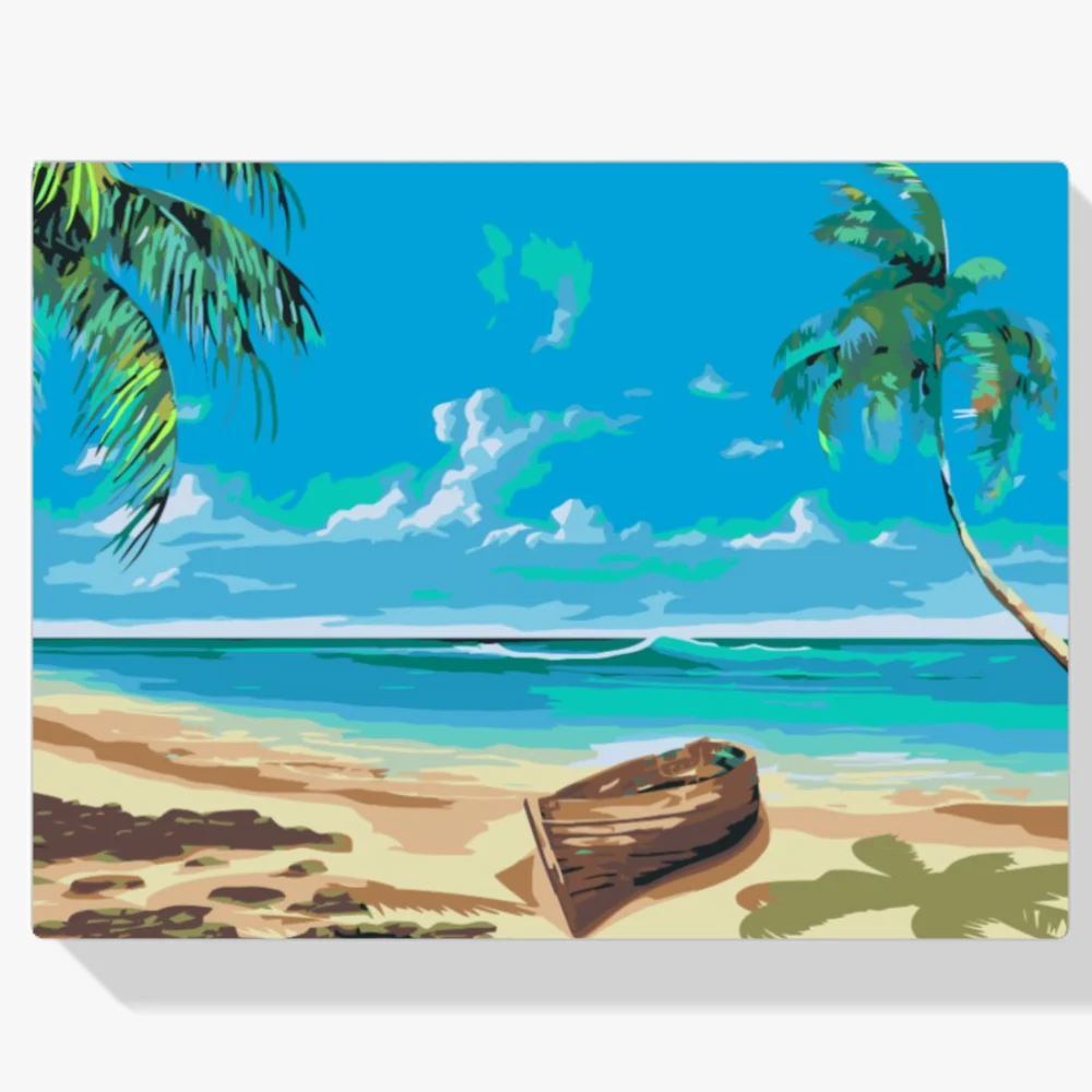 Pintura Diamante - Barco en la playa