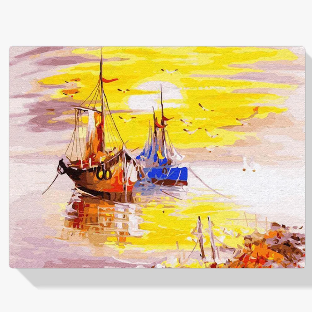 Pintura Diamante - Barcos al atardecer