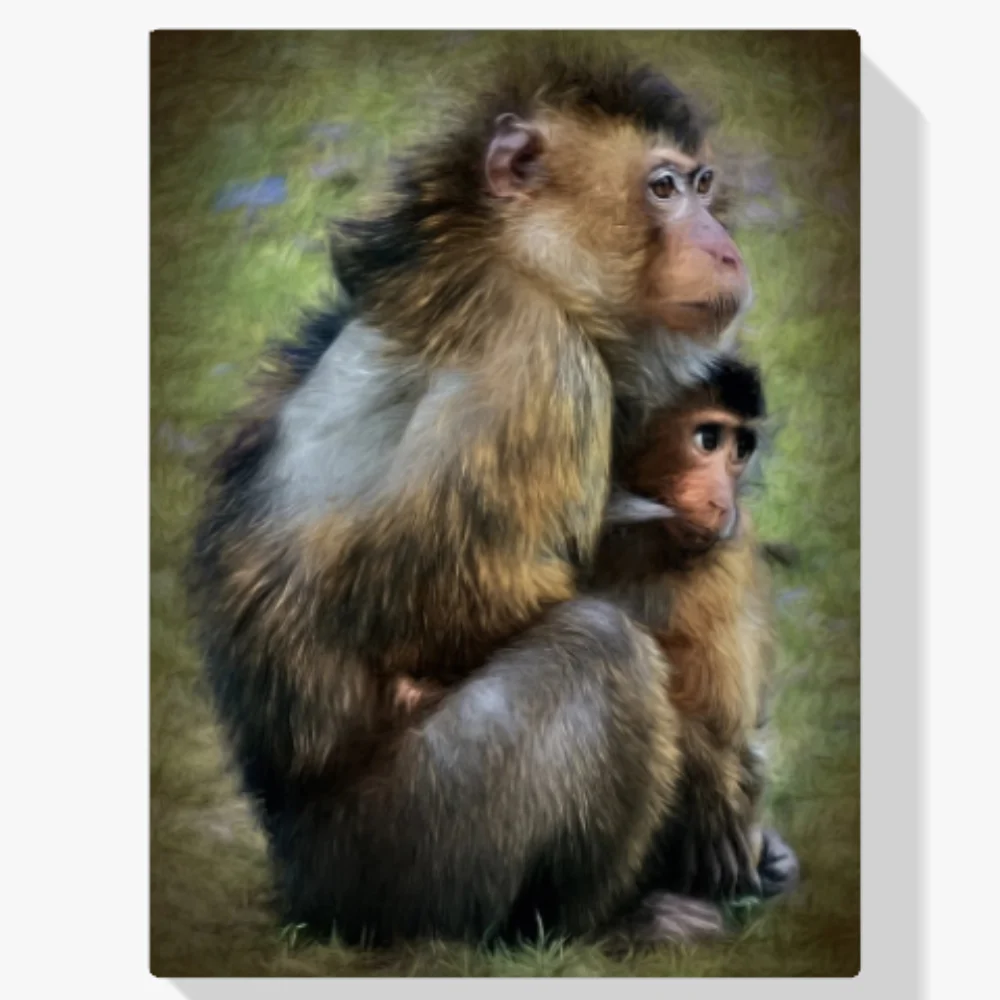 Pintura Diamante - Bebé y madre mono