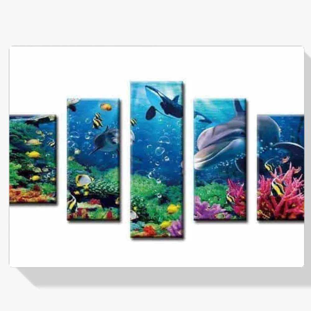 Pintura Diamante - Bellos animales marinos 5 paneles