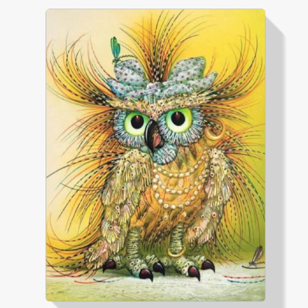 Pintura Diamante - Búho abstracto amarillo