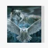 Pintura Diamante - Búho blanco con lobo