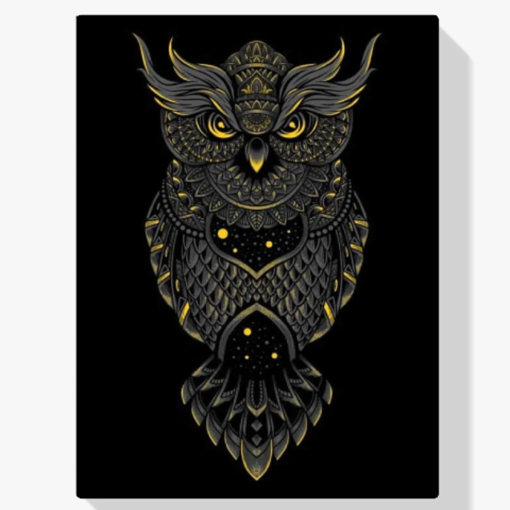 Pintura Diamante - Búho negro y amarillo