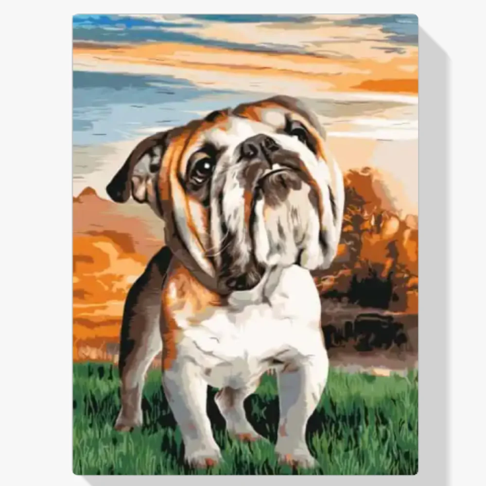 Pintura Diamante - Bulldog inglés en el jardín