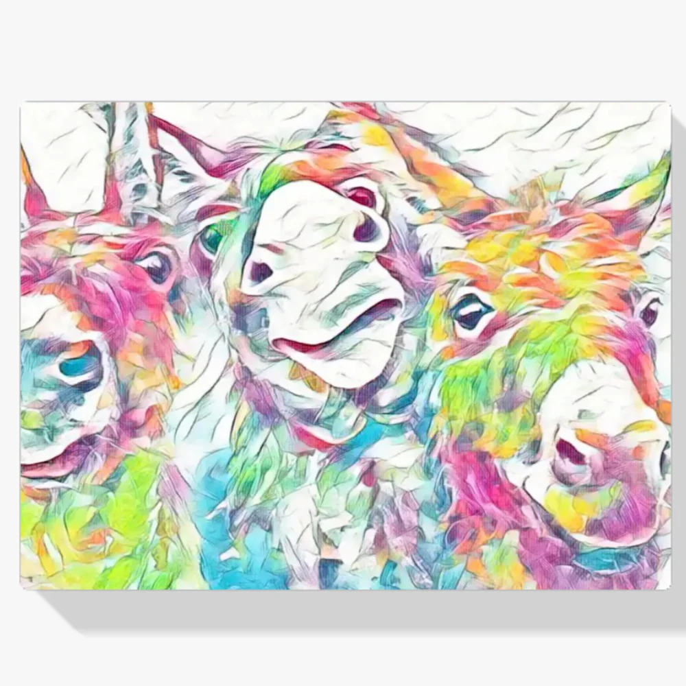 Pintura Diamante - Burros coloridos