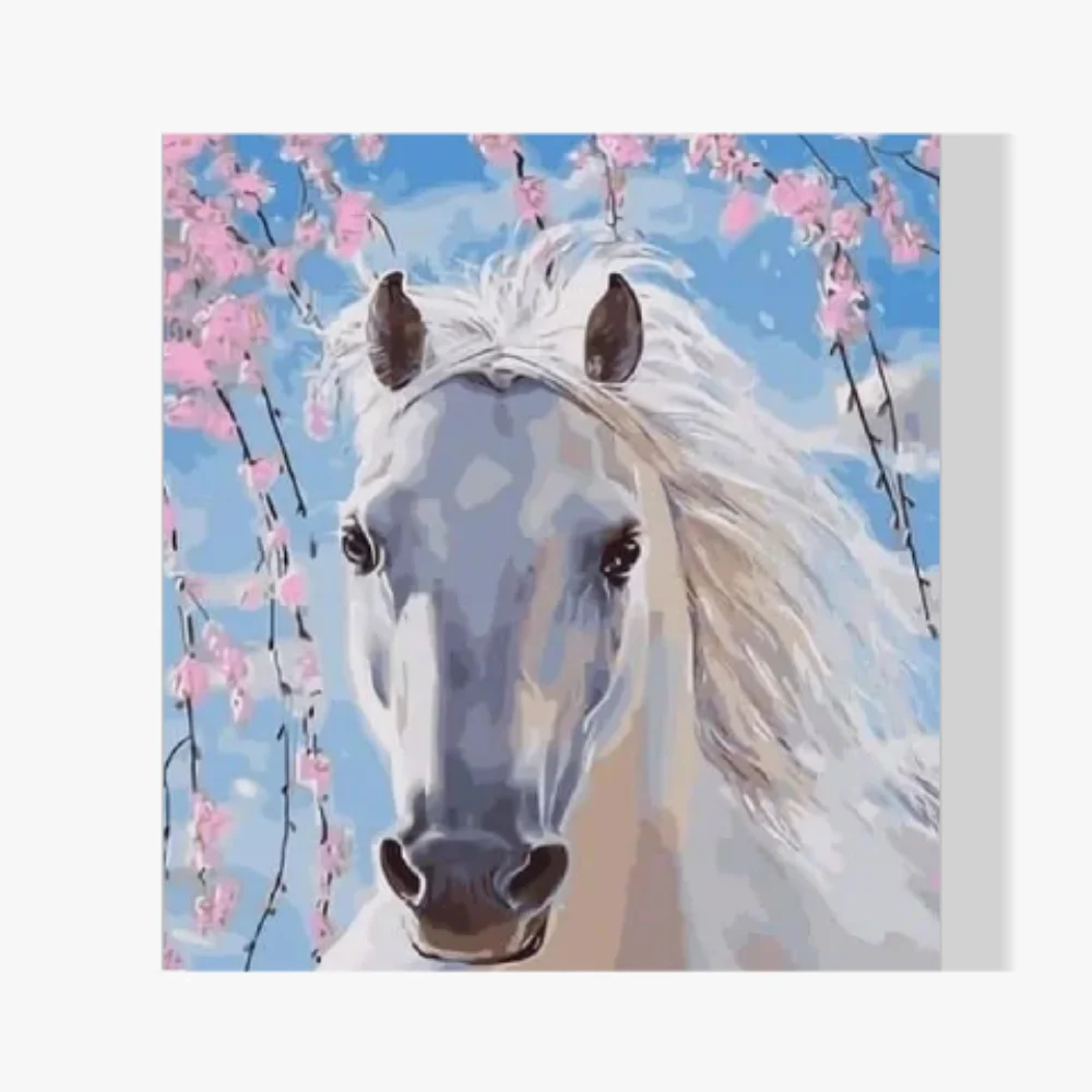 Pintura Diamante - Caballo blanco