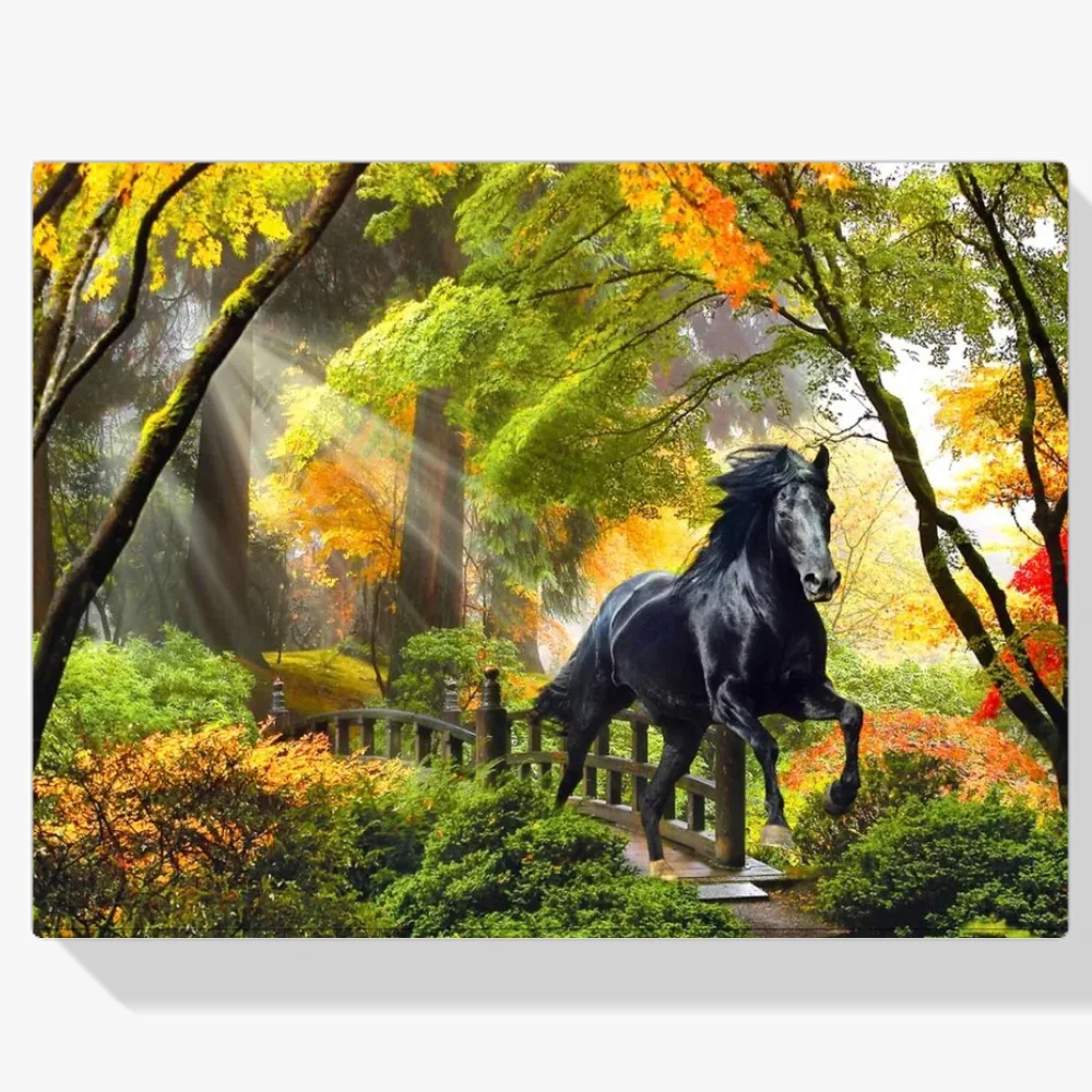 Pintura Diamante - Caballo en el bosque