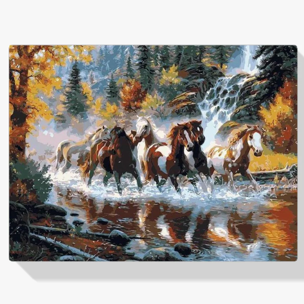 Pintura Diamante - Caballos corredores