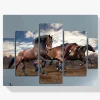 Pintura Diamante - Caballos corredores 5 paneles