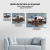 Pintura Diamante - Caballos corredores 5 paneles