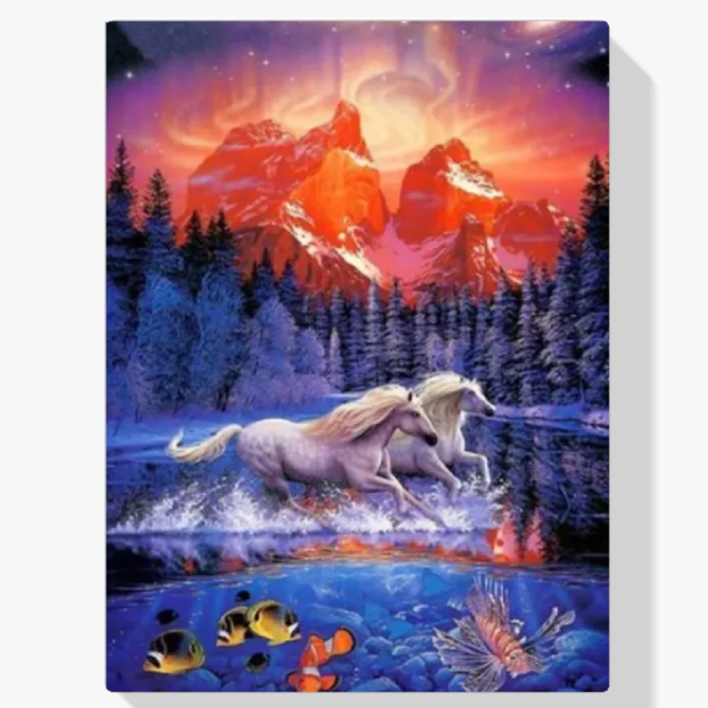 Pintura Diamante - Caballos en el agua