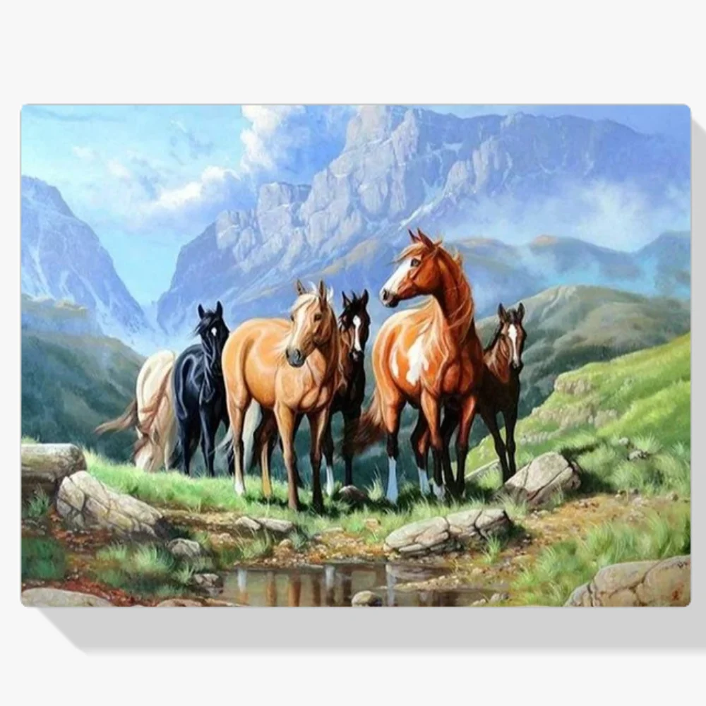 Pintura Diamante - Caballos en un campo