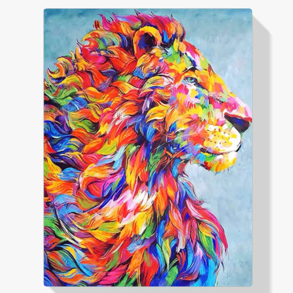 Pintura Diamante - Cabeza de león coloreada