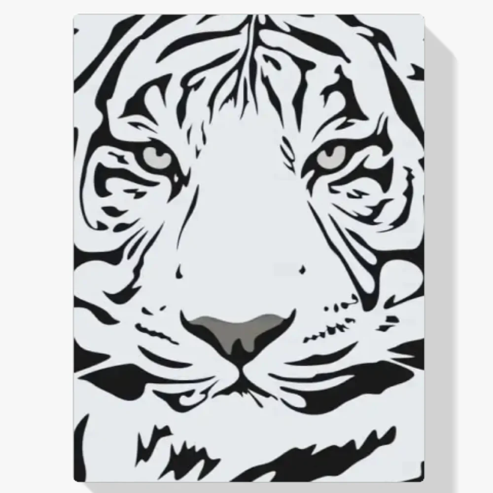 Pintura Diamante - Cabeza de tigre blanco y negro