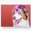 Pintura Diamante - Cachorro con flor en la cabeza