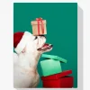 Pintura Diamante - Cachorro con regalo y gorro de Papá Noel