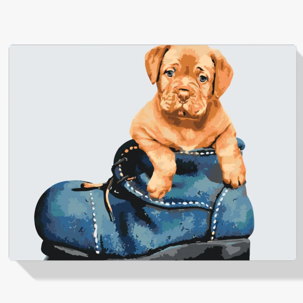 Pintura Diamante - Cachorro en el zapato