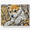 Pintura Diamante - Cachorro jugando en el bosque