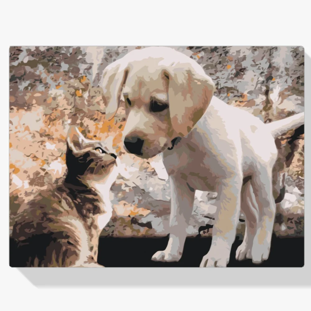 Pintura Diamante - Cachorro y gatito