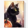 Pintura Diamante - Calabaza y gato negro