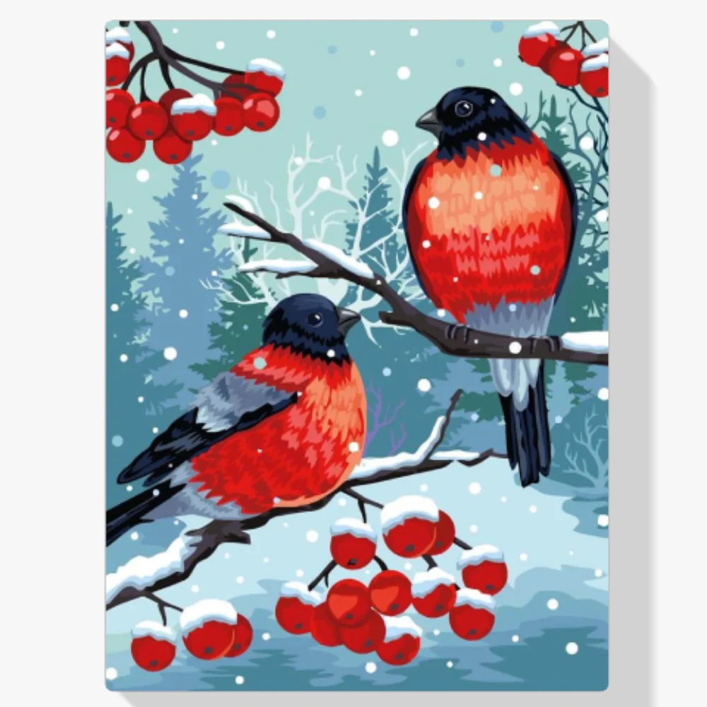 Pintura Diamante - Camachuelo Pájaro Blanco