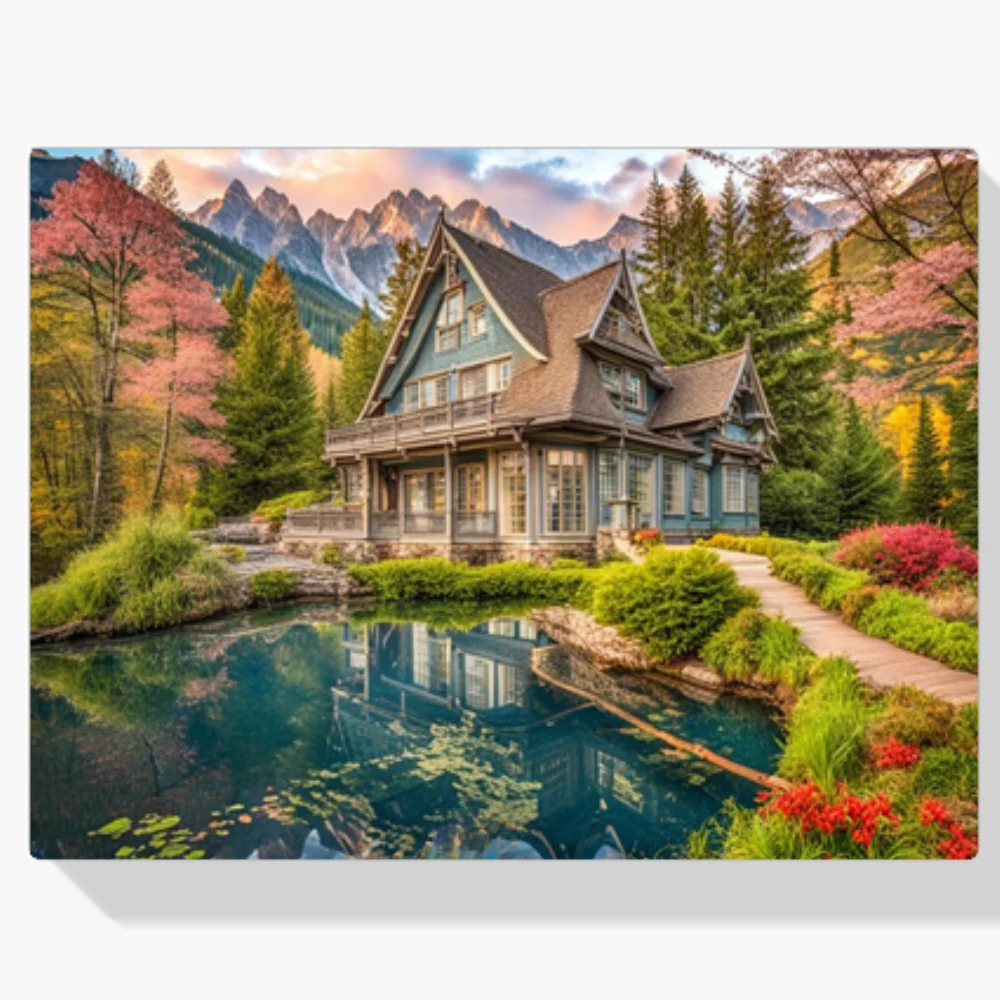 Pintura Diamante - Casa de verano en el agua