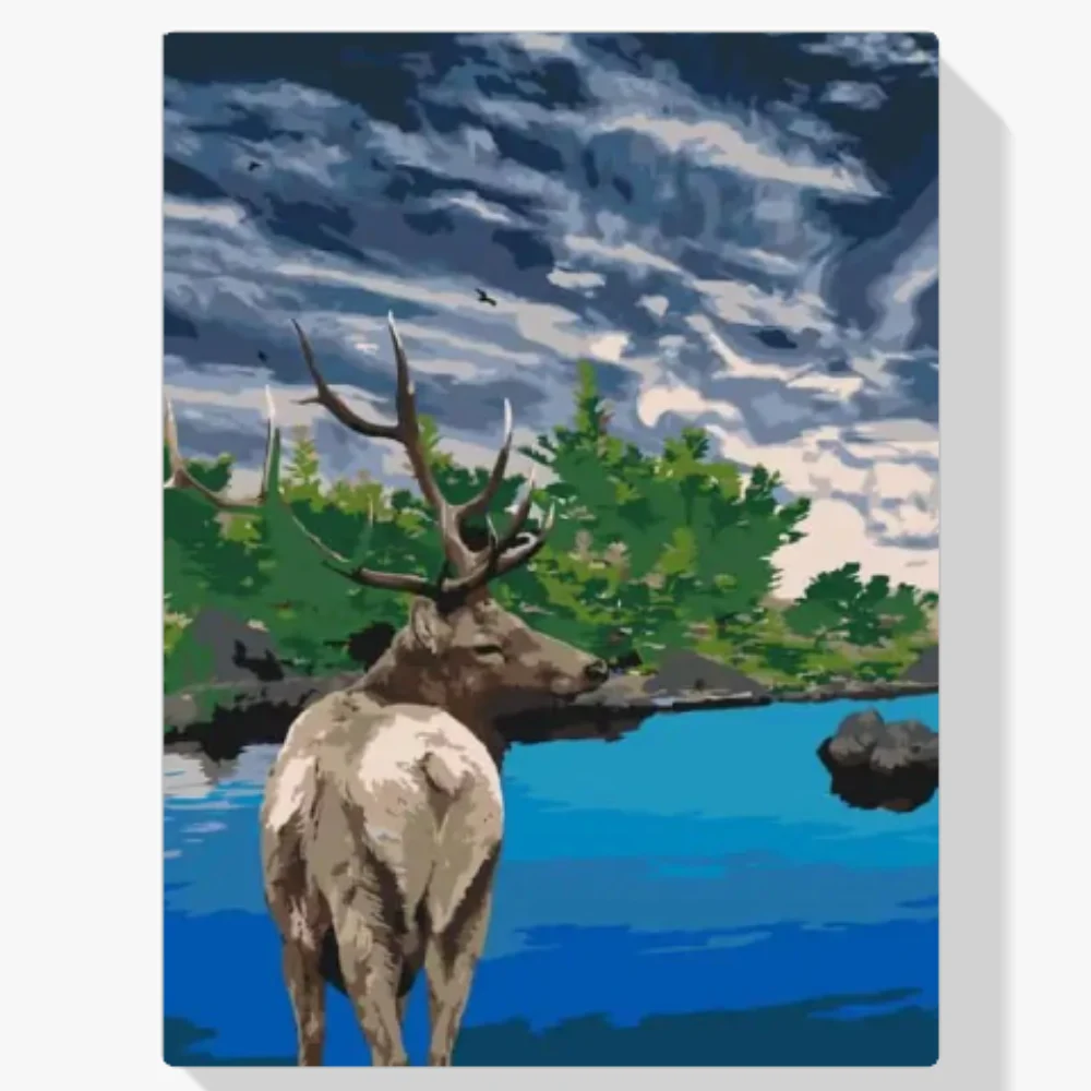Pintura Diamante - Ciervo en el lago
