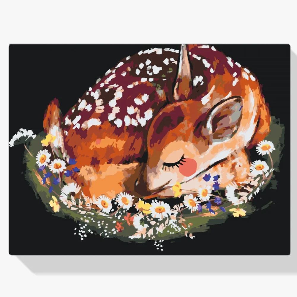 Pintura Diamante - Ciervos entre flores