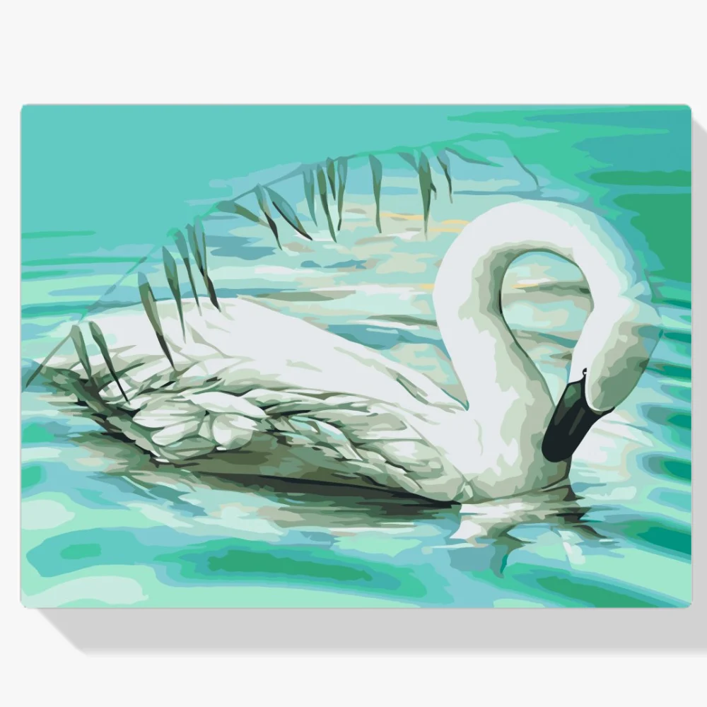 Pintura Diamante - Cisne en el lago turquesa