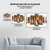 Pintura Diamante - Cleopatra con leopardos 5 paneles
