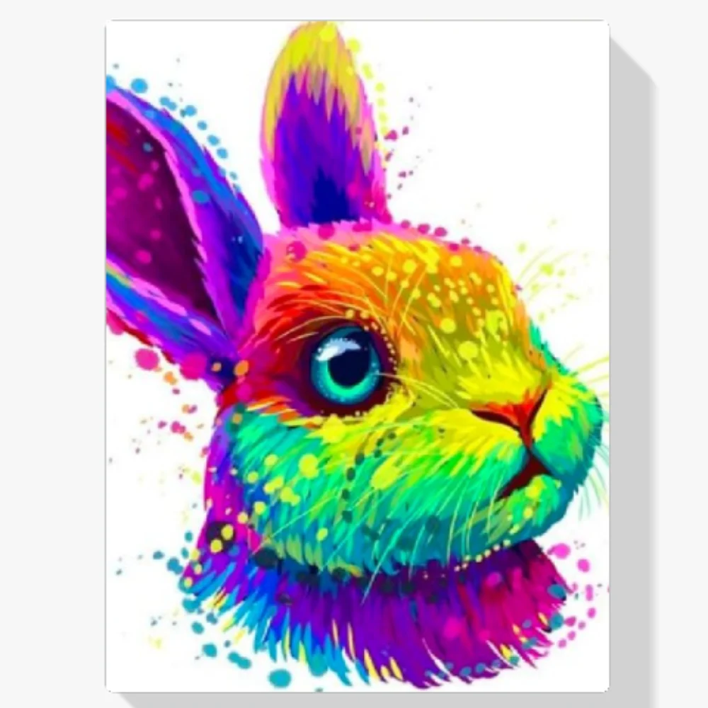 Pintura Diamante - Conejo de colores