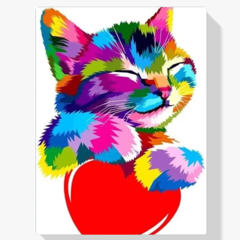 Pintura Diamante - Corazón de gato