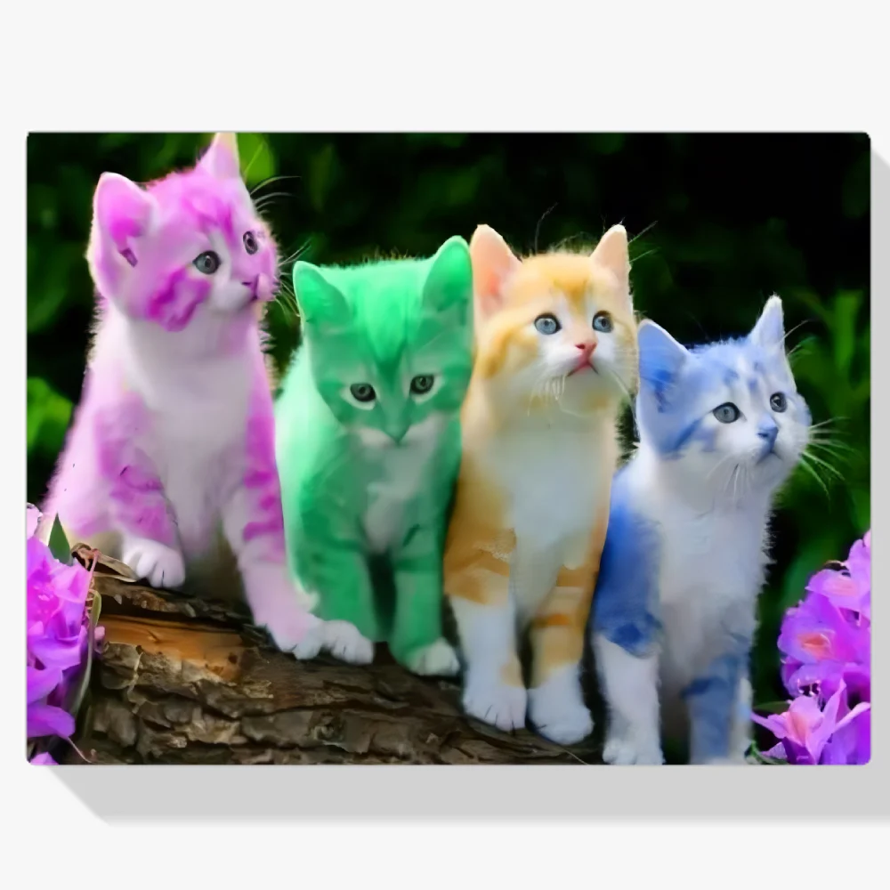 Pintura Diamante - Cuatro colores de gatitos