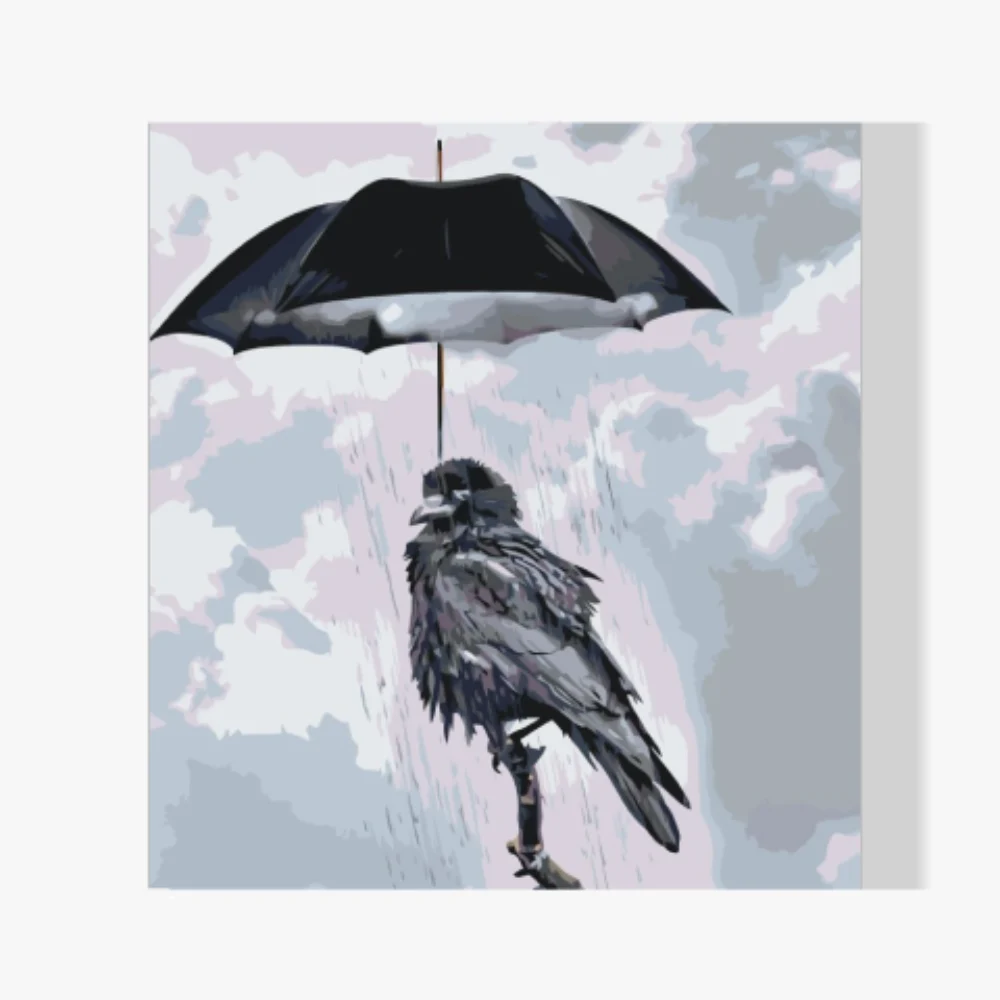 Pintura Diamante - Cuervo bajo el paraguas