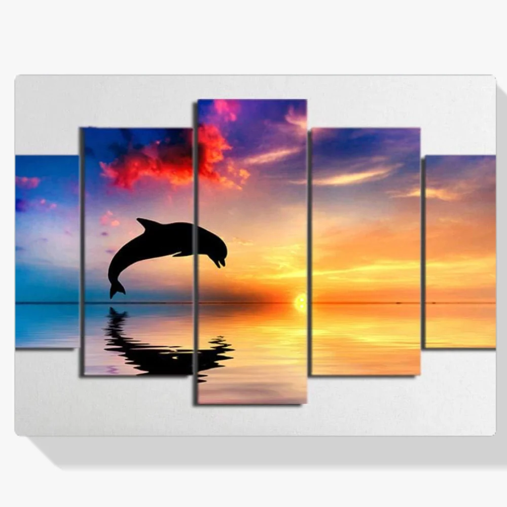 Pintura Diamante - Delfín en el agua 5 paneles