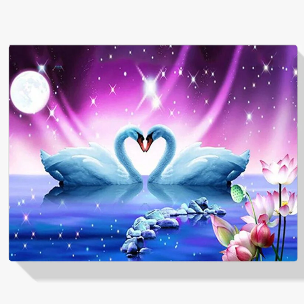 Pintura Diamante - Dos cisnes | Gran formato