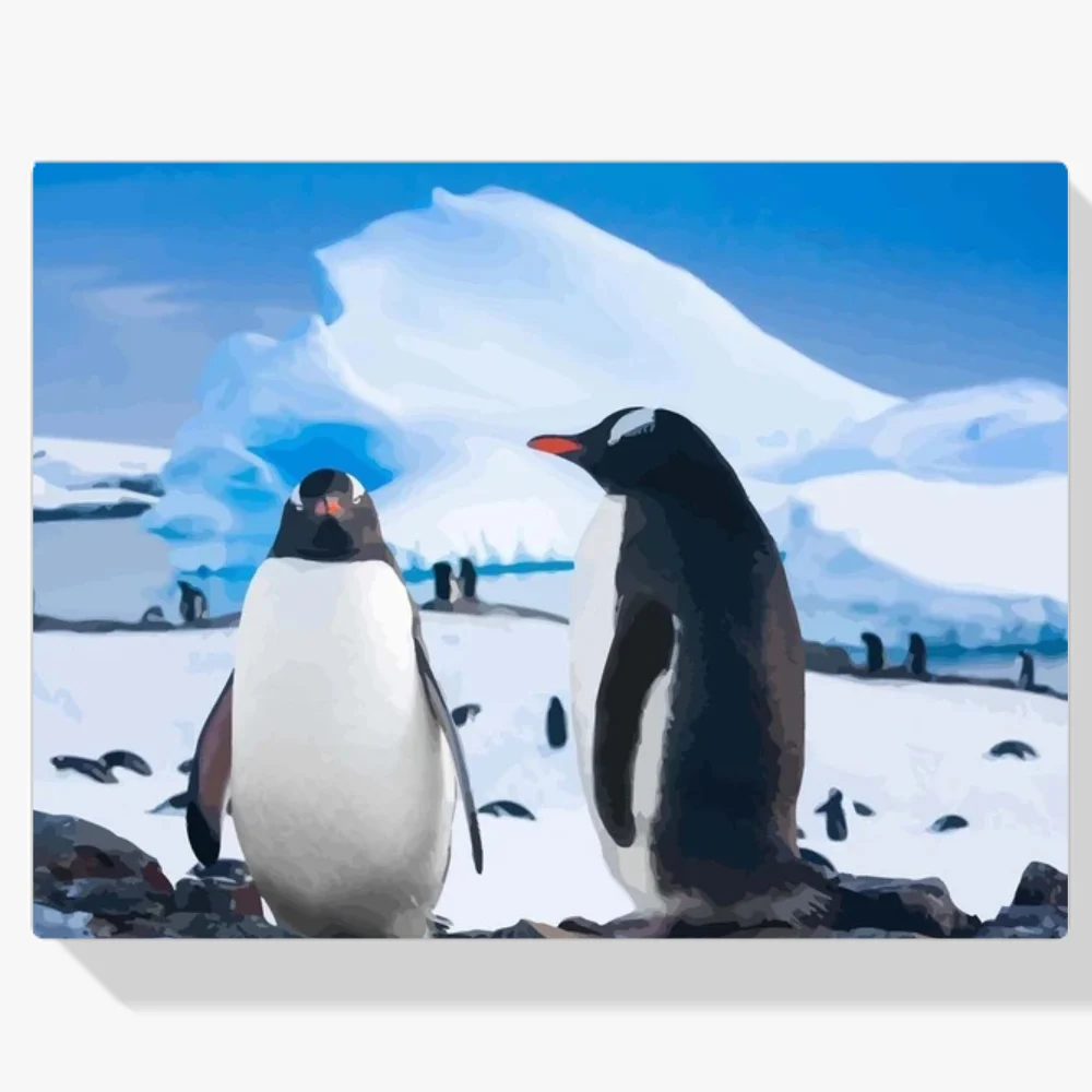 Pintura Diamante - Dos pingüinos descansando