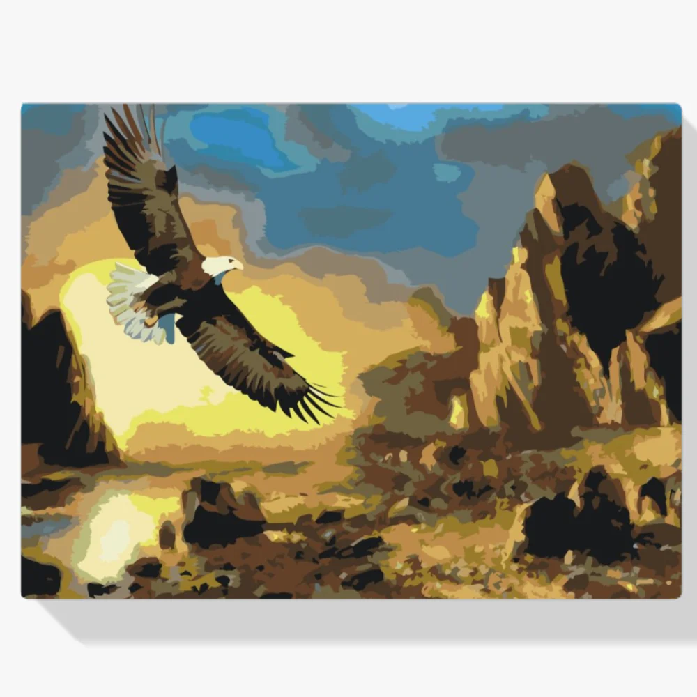 Pintura Diamante - El águila sobrevuela las montañas