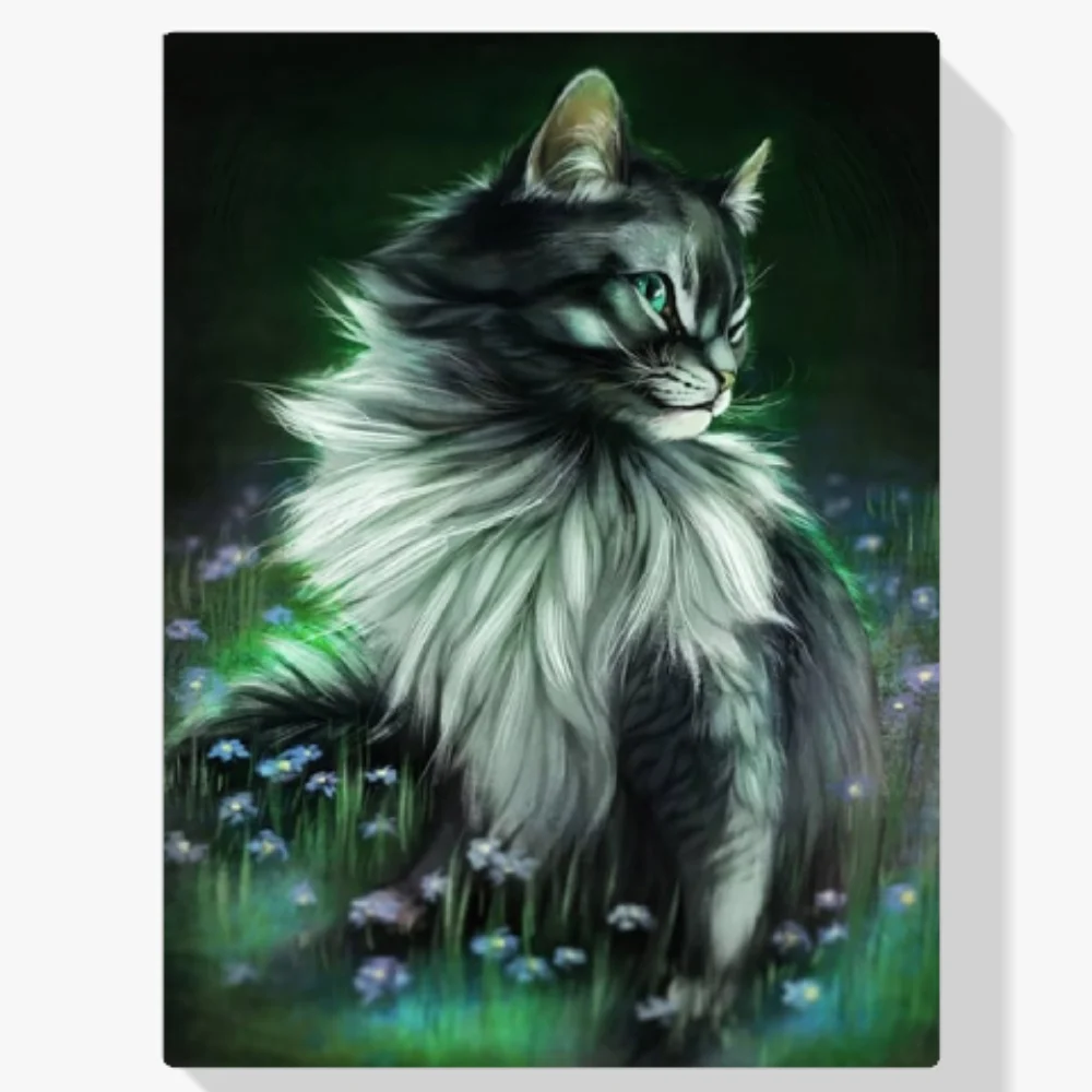 Pintura Diamante - El gato negro brilla