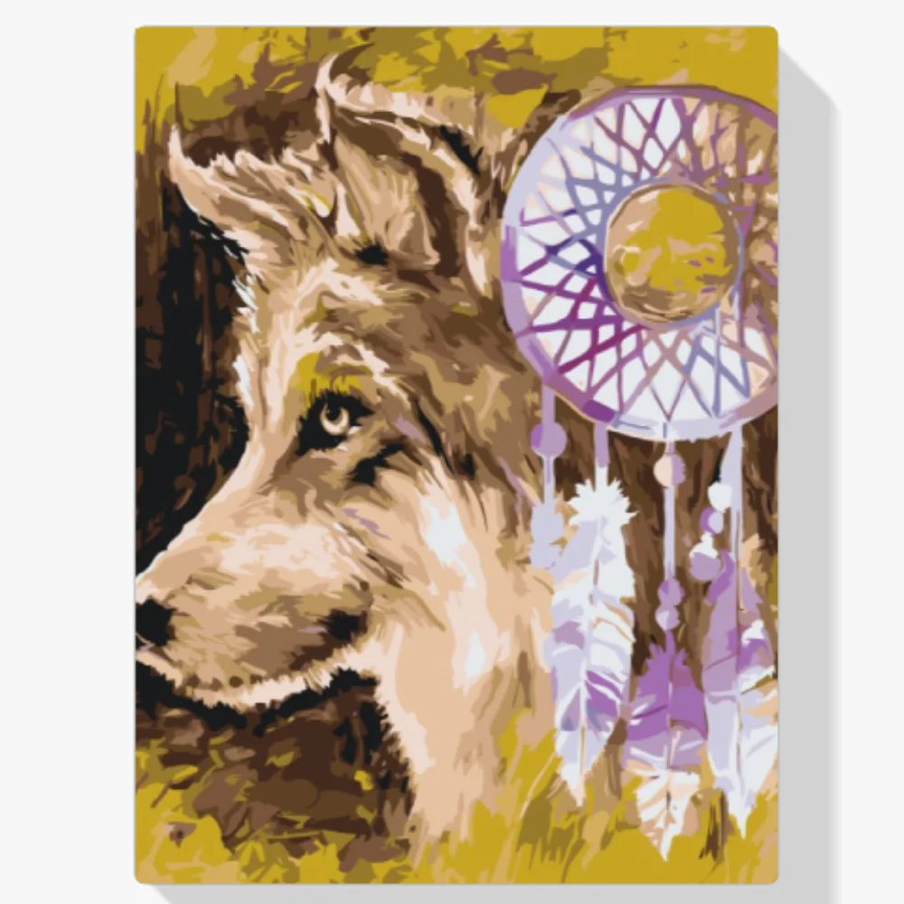 Pintura Diamante - El lobo y el atrapasueños