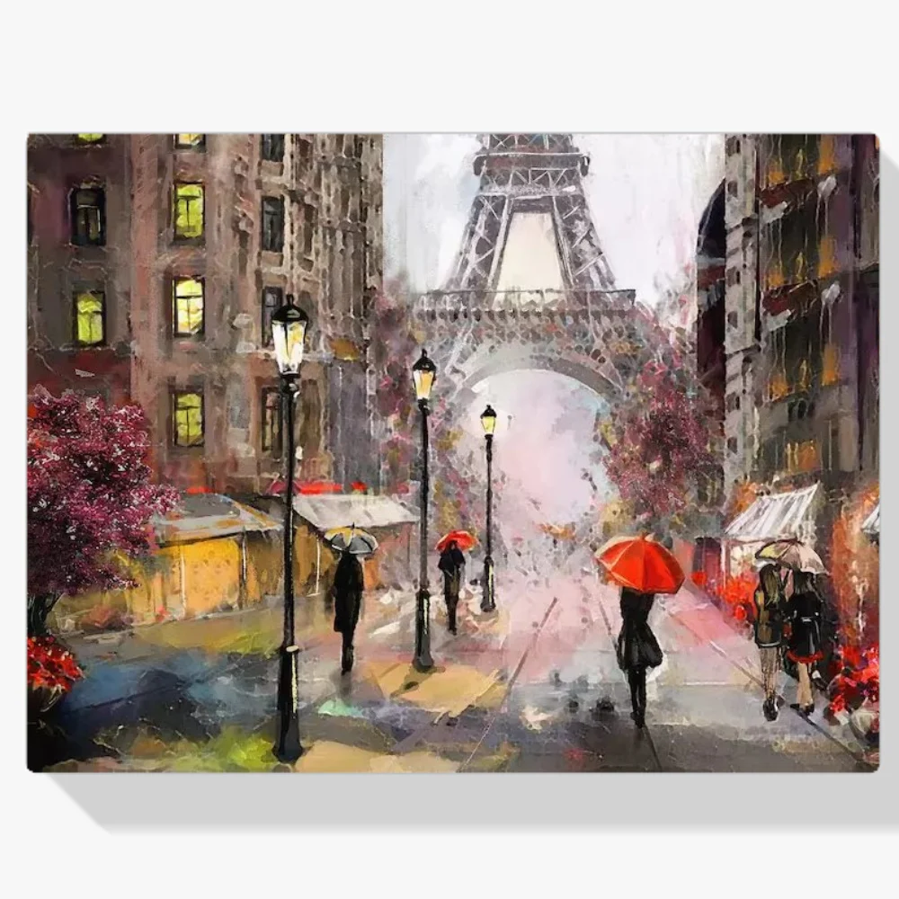Pintura Diamante - El romanticismo de la lluvia parisina