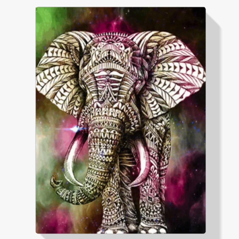 Pintura Diamante - Elefante Verde Rosa