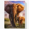 Pintura Diamante - Elefante colorido de Safari
