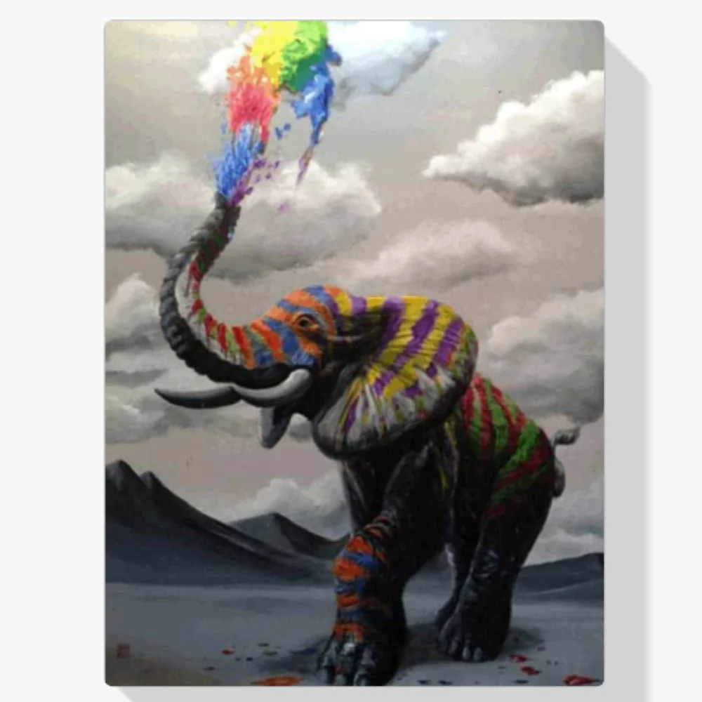 Pintura Diamante - Elefante con explosión de color