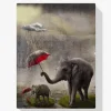 Pintura Diamante - Elefante con paraguas rojo