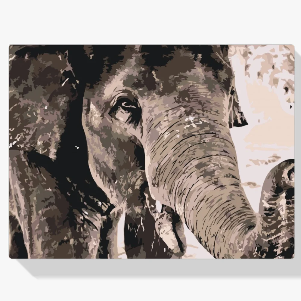 Pintura Diamante - Elefante en colores grises