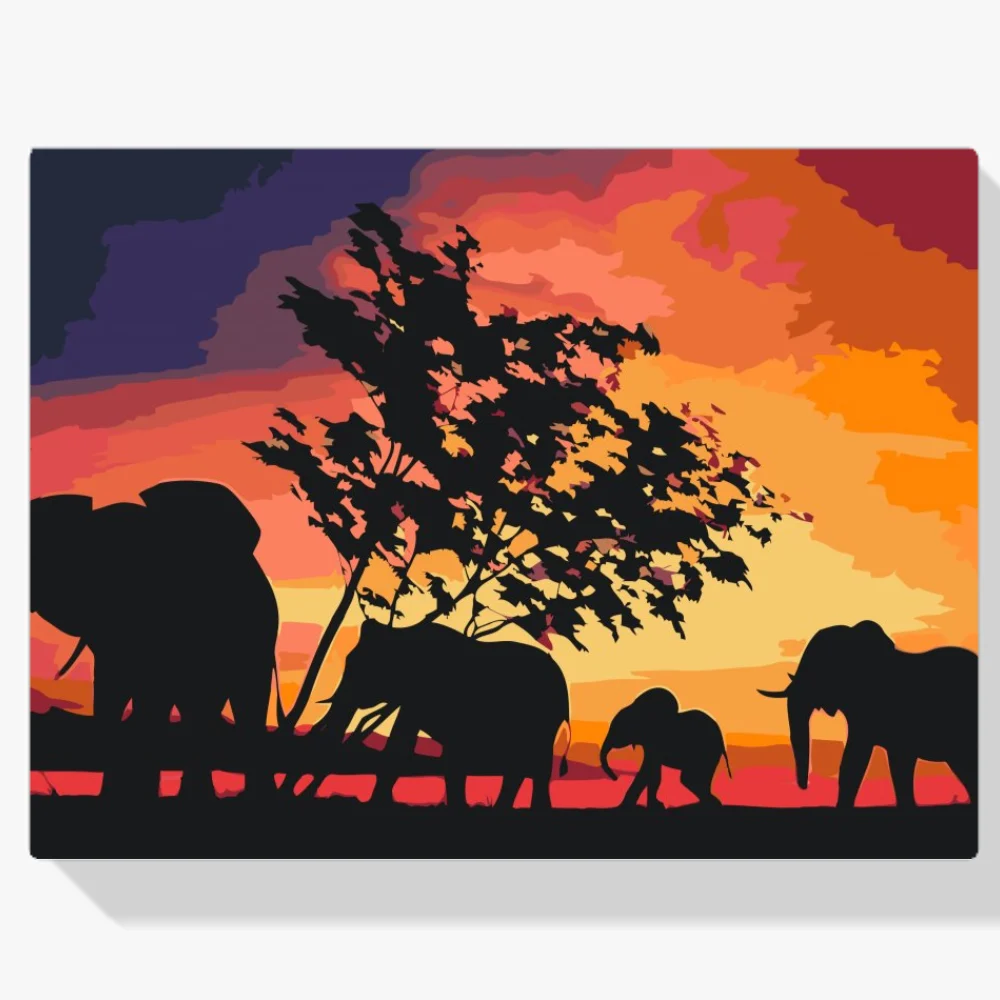 Pintura Diamante - Elefantes en la sabana