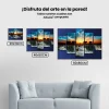 Pintura Diamante - Elefantes frente a una cascada 5 paneles