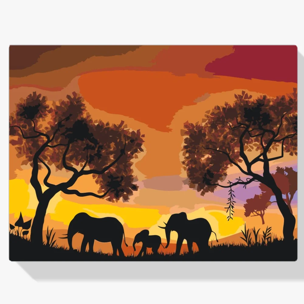 Pintura Diamante - Familia de elefantes