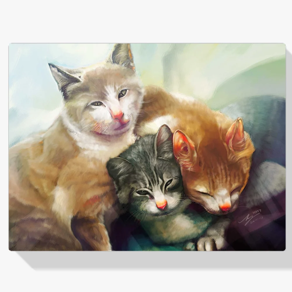 Pintura Diamante - Familia de gatos